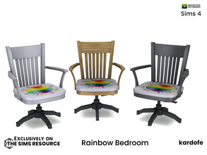 Sims 4 — Rainbow Bedroom Writing desk chair by kardofe — Desk chair, with pride decoration on the seat, in three colour