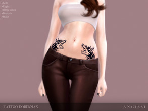 Sims 4 — Tattoo-Doberman by ANGISSI — * 3 black options(both sides, separately right and left) * HQ compatible *
