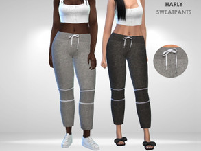 Sims 4 — Harly Sweatpants by Puresim — Cropped pants 2 swatches