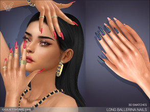Sims 4 — Long Ballerina Nails by feyona — Long Ballerina or Coffin-shaped Nails are available in 30 colors. * Fingernail