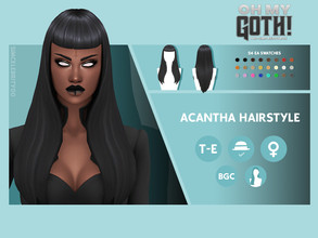 Sims 4 — Oh My Goth - Acantha Hairstyle by simcelebrity00 — Hello Simmers! This long gothic, straight bang, and hat