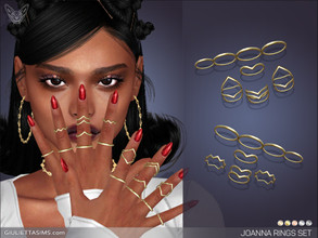 Sims 4 — Joanna Rings Set by feyona — Joanna Rings Set is a set of zigzag and plain rings that comes in 5 colors of