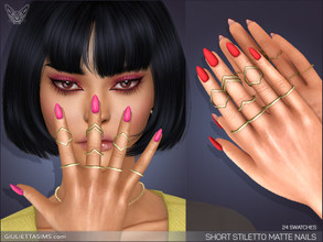 Sims 4 — Short Stiletto Matte Nails by feyona — Short Stiletto Matte Nails come with 24 swatches. These nails won't