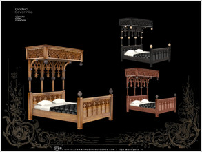 Sims 4 — OhMyGoth - Gothic bed by Severinka_ — Double wood carved bed From the set 'Gothic bedroom' Oh My Ghot! collab