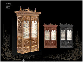 Sims 4 — OhMyGoth - Gothic dresser by Severinka_ — Wood carved dresser with glass doors From the set 'Gothic bedroom' Oh