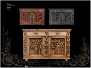 Sims 4 — OhMyGoth - Gothic dresser low by Severinka_ — Wood carved low dresser with two doors From the set 'Gothic