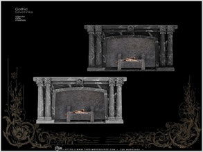 Sims 4 — OhMyGoth - Gothic fireplace by Severinka_ — Big dark marble fireplace From the set 'Gothic bedroom' Oh My Ghot!
