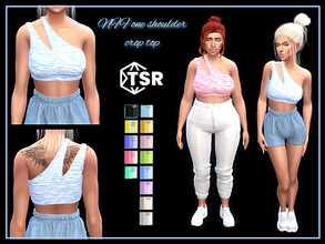 Sims 4 — One shoulder crop top by Nadiafabulousflow — Hi guys! This upload its a one shoulder crop top - New mesh -