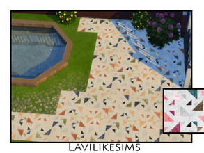 Sims 4 — Florence by lavilikesims — A colorful floor tile, perfect for outdoor areas. Base Game Friendly.