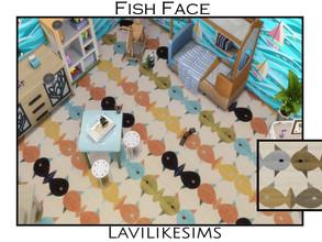 Sims 4 — Fish Face by lavilikesims — A cute and colorful flooring, perfect for kids rooms. Base Game Friendly.