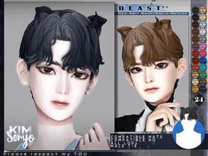 Sims 4 — TS4 Male Hairstyle_Beast(Maxis Match) by KIMSimjo — New Hair Mesh(Maxis Match) Male T-E 24 Swatches(EA Colors