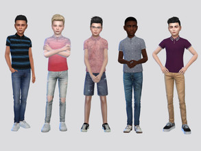 Sims 4 — Micro Pattern Polo Boys by McLayneSims — TSR EXCLUSIVE Standalone item 8 Swatches MESH by Me NO RECOLORING