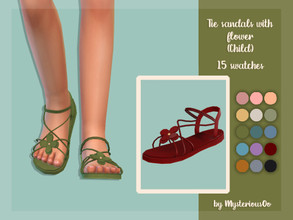 Sims 4 — Tie sandals with flower Child by MysteriousOo — Tie sandals with flower for kids in 15 swatches