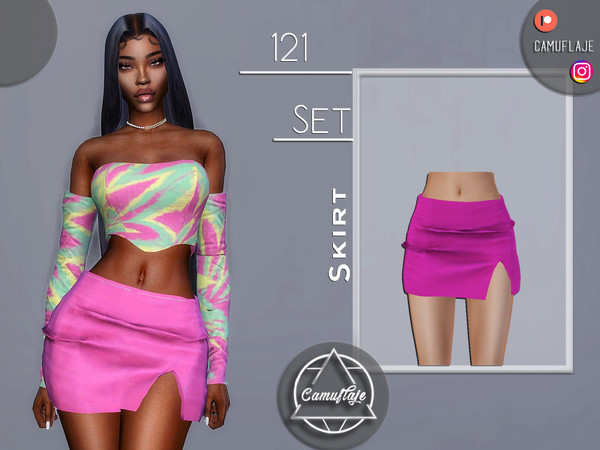 Sims 4 — SET 121 - Skirt by Camuflaje — Fashion summer set that includes a top & skirt ** Part of a set ** * New mesh