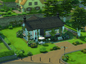 Sims 4 — La vie en rose no cc by sgK452 — Small house for a couple with cat and/or dog, large main room combining study,