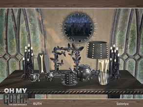 Sims 4 — Oh My Goth. Ruth by soloriya — A set of decorative and fucntional objects for gothic rooms. Has 3 color