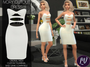 Sims 4 — AMALIA - IVORY CUTOUT CORSET DRESS by linavees — Original Mesh Custom thumbnail Base game compatible Happy