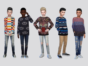 Sims 4 — Oversized Wool Sweaters Boys by McLayneSims — TSR EXCLUSIVE Standalone item 8 Swatches MESH by Me NO RECOLORING