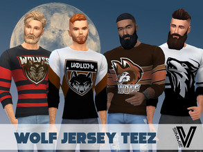 Sims 4 — Wolf Jersey Teez  by SimmieV — Running with your pack or a lone wolf, these sporty long sleeve t-shirts will