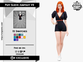 Sims 4 — Puff Sleeve Jumpsuit V2 by David_Mtv2 — - For teen to elder; - 12 swatches; - Solid colors only; - New maps; -