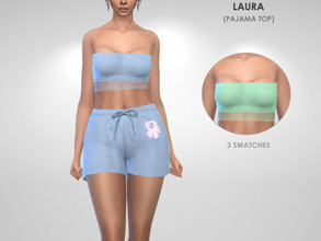 Sims 4 — Laura Pajama Top by Puresim — Pajama top in 3 swatches.
