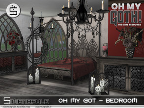 Sims 4 — Oh My Goth - Bedroom by Simenapule — Oh My Goth - Bedroom. The set includes 10 Objects: - Bed - Blanket -