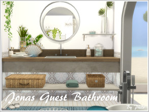 Sims 4 — Jonas Guest Bathroom by philo — This is a lovely bathroom with blue nautical accents. Size of the room: 6X3