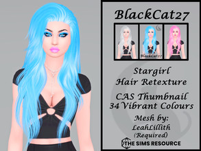 Sims 4 — LeahLillith Stargirl Hair Retexture (MESH NEEDED) by BlackCat27 — A long straight voluminous hairstyle swept