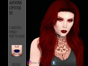 Sims 4 — Gothina Lipstick V2 by Reevaly — 4 Swatches. Teen to Elder. Female. Base Game compatible. Please do not
