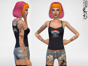 Sims 4 — Don't Hide Ur Rainbow Top by MaruChanBe2 — Cute top for Pride <3