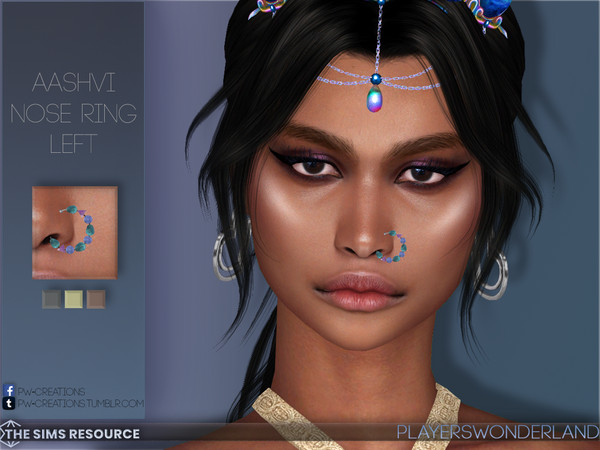 Sims 4 — Aashvi Nose Piercing Left by PlayersWonderland — An indian inspired nose ring for female Sims. It has 3 metal