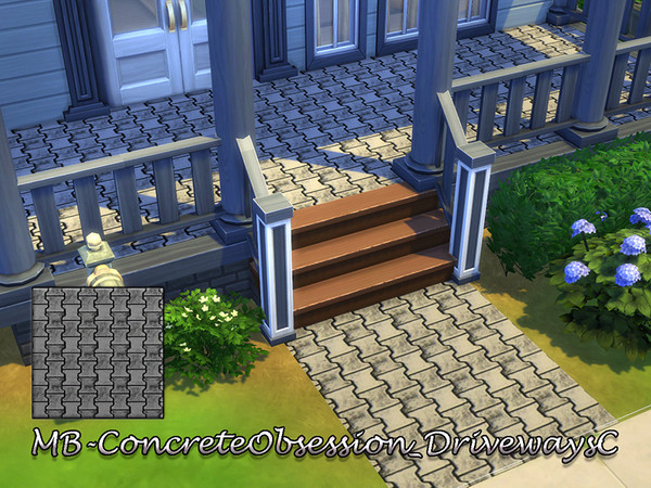 Sims 4 — MB-ConcreteObsession_DrivewaysC by matomibotaki — MB-ConcreteObsession_DrivewaysC The driveway to the garage