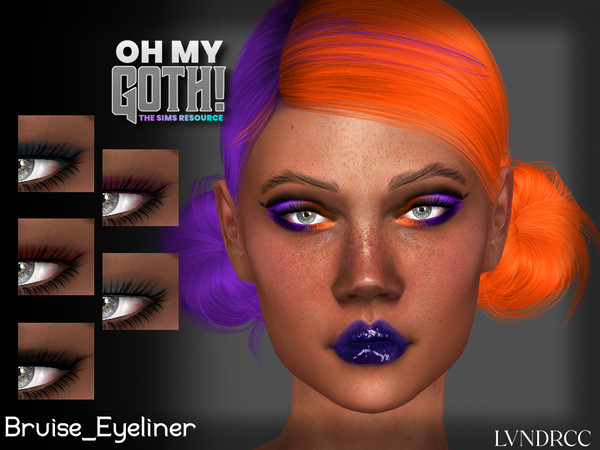 Sims 4 — Oh My Goth_Bruise_Eyeliner by LVNDRCC — Classic goth blended eyeliner in dark shades of black, pink, grey and