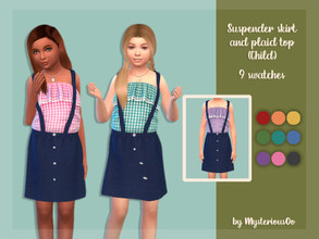 Sims 4 — Suspender skirt and plaid top Child by MysteriousOo — Suspender skirt and plaid top for kids in 9 colors