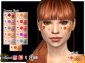 Sims 4 — Summer Blush by EvilQuinzel — Blush with flowers for summer in 11 swatches! - Blush category; - Female and male;