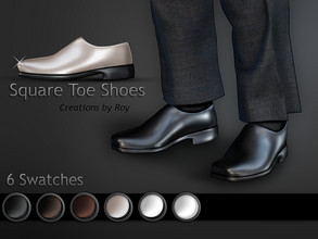 Sims 4 — Square Toed Shoes by RoyIMVU — Square toe dress shoes. Comes in 6 color swatches. 