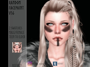 Sims 4 — Random Facepaint V16 by Reevaly — 2 Swatches. Teen to Elder. Male and Female. Base Game compatible. Please do