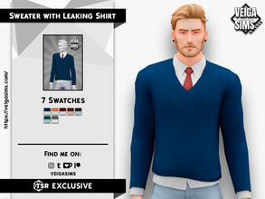 Sims 4 — Sweater with Leaking Shirt by David_Mtv2 — - For teen to elder; - 7 swatches; - New mesh with all LODs; - New