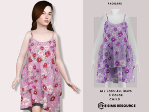 Sims 4 — Dress No.222 by _Akogare_ — Akogare Dress No.222 - 8 Colors - New Mesh (All LODs) - All Texture Maps - HQ