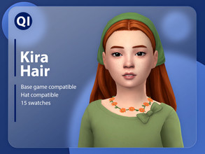 Sims 4 — Kira Hair by qicc — A long wavy hairstyle with a hair scarf. - Maxis Match - Base game compatible - Hat