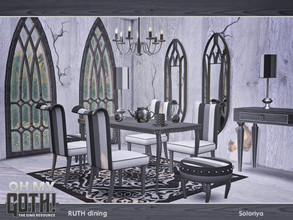 Sims 4 — Oh My Goth. Ruth Dining by soloriya — A set of furniture for gothic dining rooms. Includes 10 objects: --three