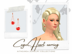 Sims 4 — Cage Heart earring by aithsims — 40 swatches (Include Rainbow colors) Unisex my mesh+EA mesh/texture edit Maxis