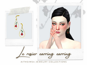 Sims 4 — Le rosier earring by aithsims — Rose themed earring 36 swatches Unisex my mesh+EA mesh/texture edit Maxis Match