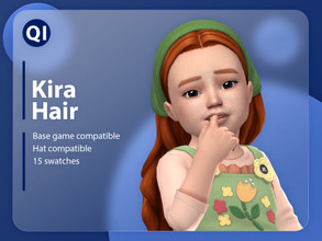 Sims 4 — Kira Hair by qicc — A long wavy hairstyle with a hair scarf. - Maxis Match - Base game compatible - Hat