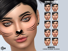 Sims 4 — Almira Cat Mask [HQ] by Benevita — Almira Cat Mask HQ Mod Compatible 10 Swatches For all age I hope you like!