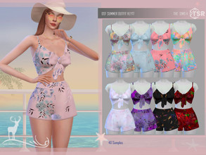 Sims 4 — SUMMER OUTFIT HLYTT by DanSimsFantasy — Attire for summer, it consists of a short sleeveless shirt with a bow on