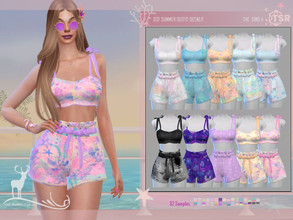 Sims 4 — SUMMER OUTFIT OCENLIT by DanSimsFantasy — Attire for summer, it consists of a short sleeveless shirt with bows