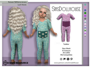 Sims 4 — [Patreon] Leah Onesie by SimsDollhouse — Knitted onesie for Sims 4 toddlers with flowers on the pocket. - 12
