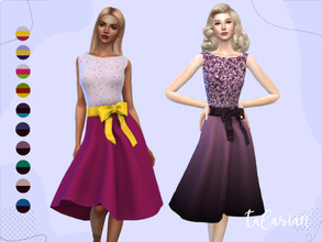 Sims 4 — Nora [fluffy skirt dress] by talarian — Fluffy skirt dress and bow. Top of the dress with a pattern * New Mesh *