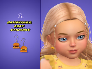 Sims 4 — Hamburger Drop Earrings for Toddlers by simlasya — All LODs New mesh For toddlers 3 swatches HQ compatible